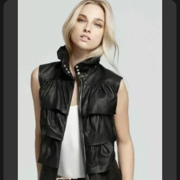 Diane Von Furstenberg Tops - DIANE von FURSTENBERG Black Leather Vest